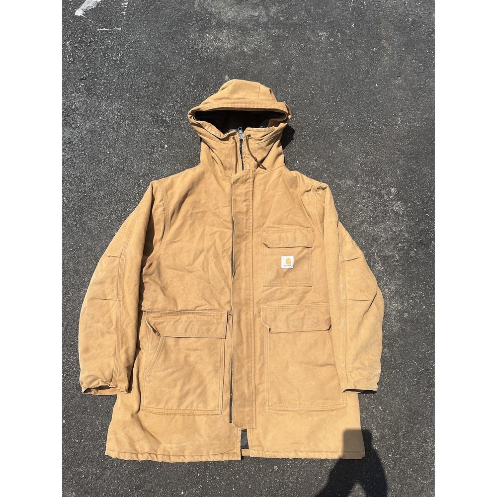 Carhartt BROWN Workwear Anorak Parka Jacket - Faded/Distressed - SIZE XL - 2XL